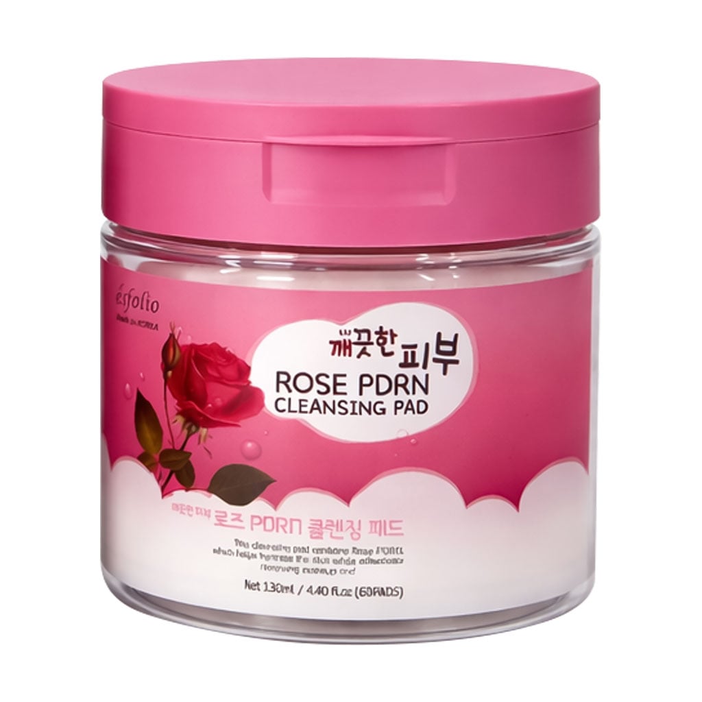 Очищувальні пади для обличчя Esfolio Pure Skin Rose PDRN Cleansing Pad з екстрактом троянди та PDRN, 60 шт