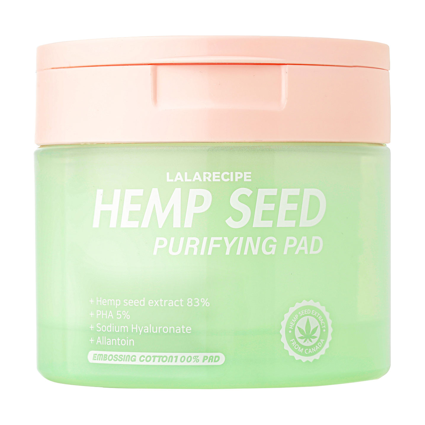 Очищувальні тонер-пади для обличчя Lalarecipe Hemp Seed Purifying Pad з екстрактом насіння коноплі, 220 мл, 70 шт